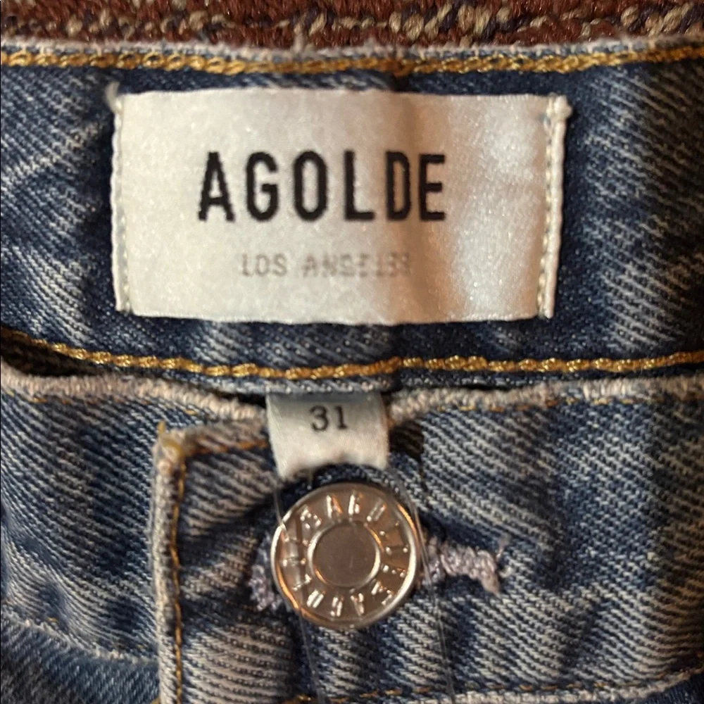 AGOLDE cooper cargo jeans medium wash wide leg baggy jeans size 31 (women’s 12) - Picture 4 of 15